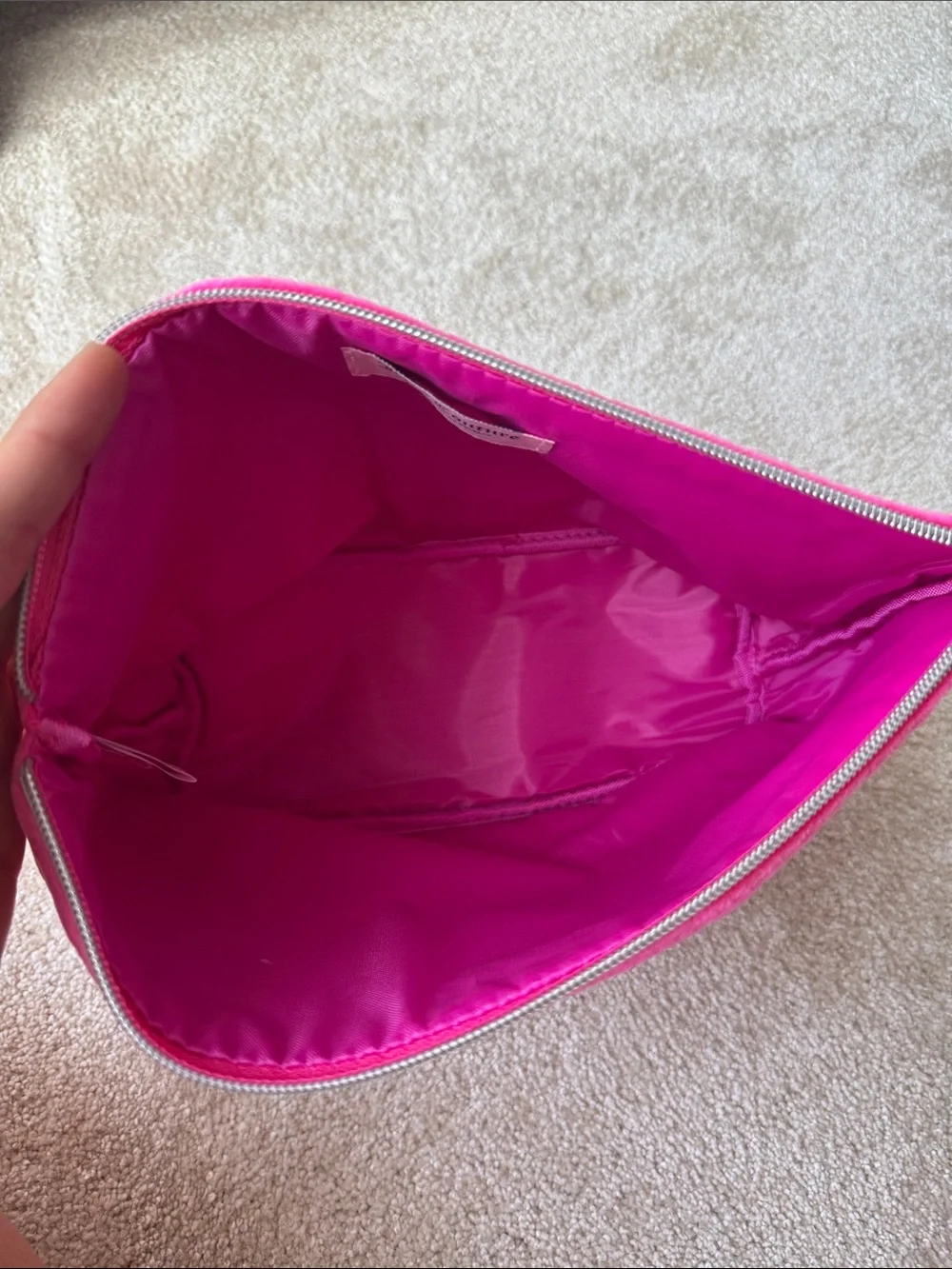 Juicy Couture Pink Soft Velvet Large Cosmetic Bag Travel Girlie Coquette NEW